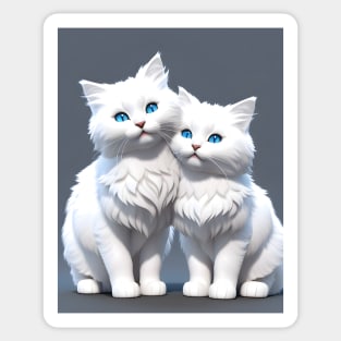 White Cats - Modern Digital Art Sticker